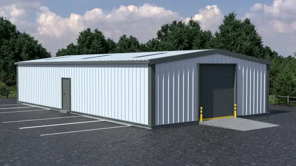 Large Steel Workshop Building rendered in 3D designed by Springfield Steel Buildings